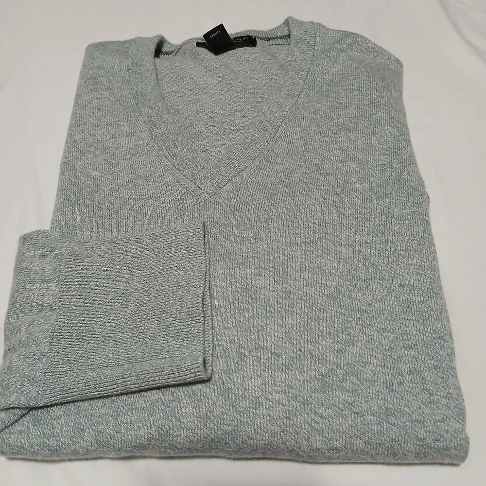 Banana Republic Mens V-Neck Sweater Light Blue Cotton Cashmere‎ Blend Large L